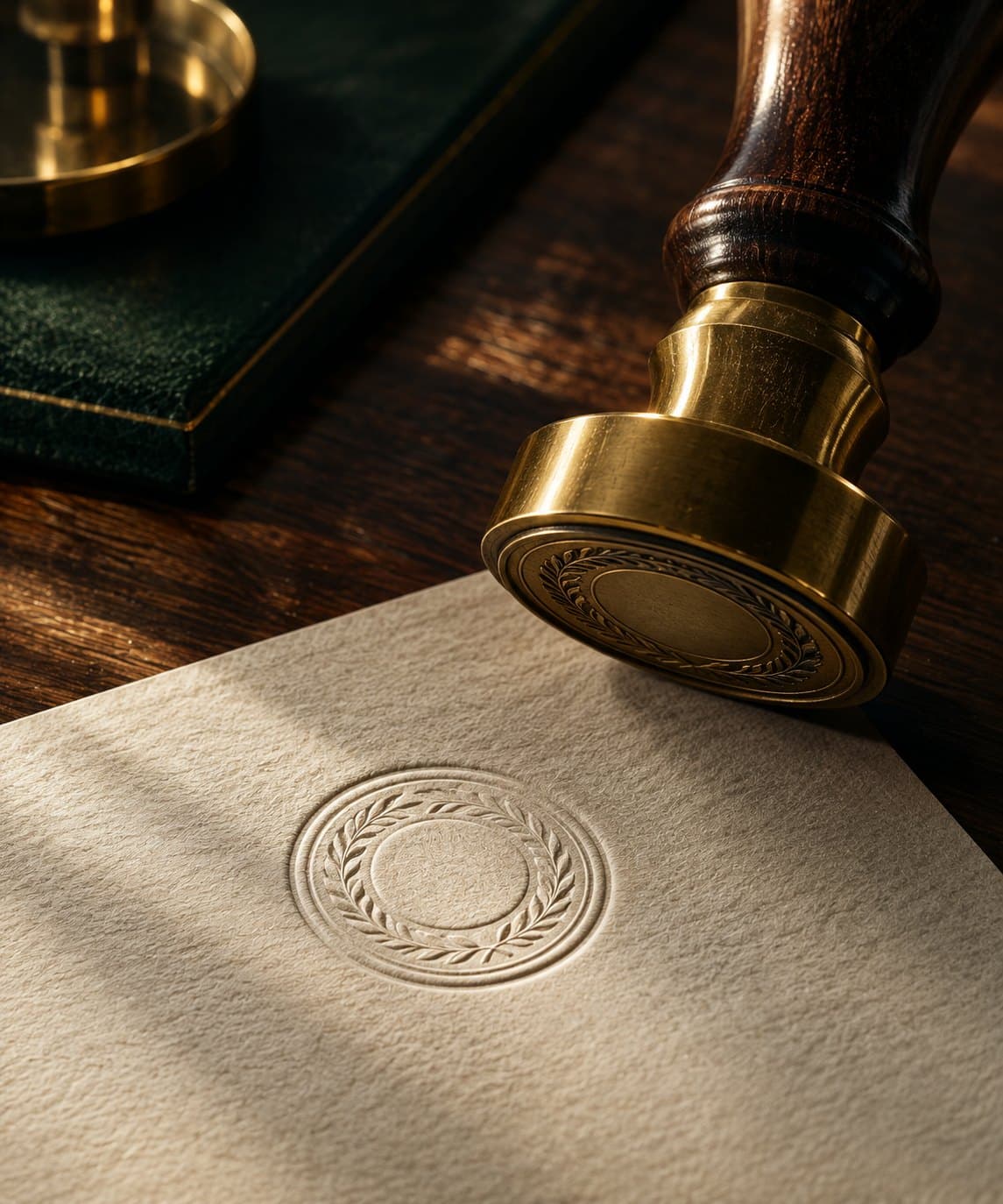 Sello notarial en relieve sobre papel